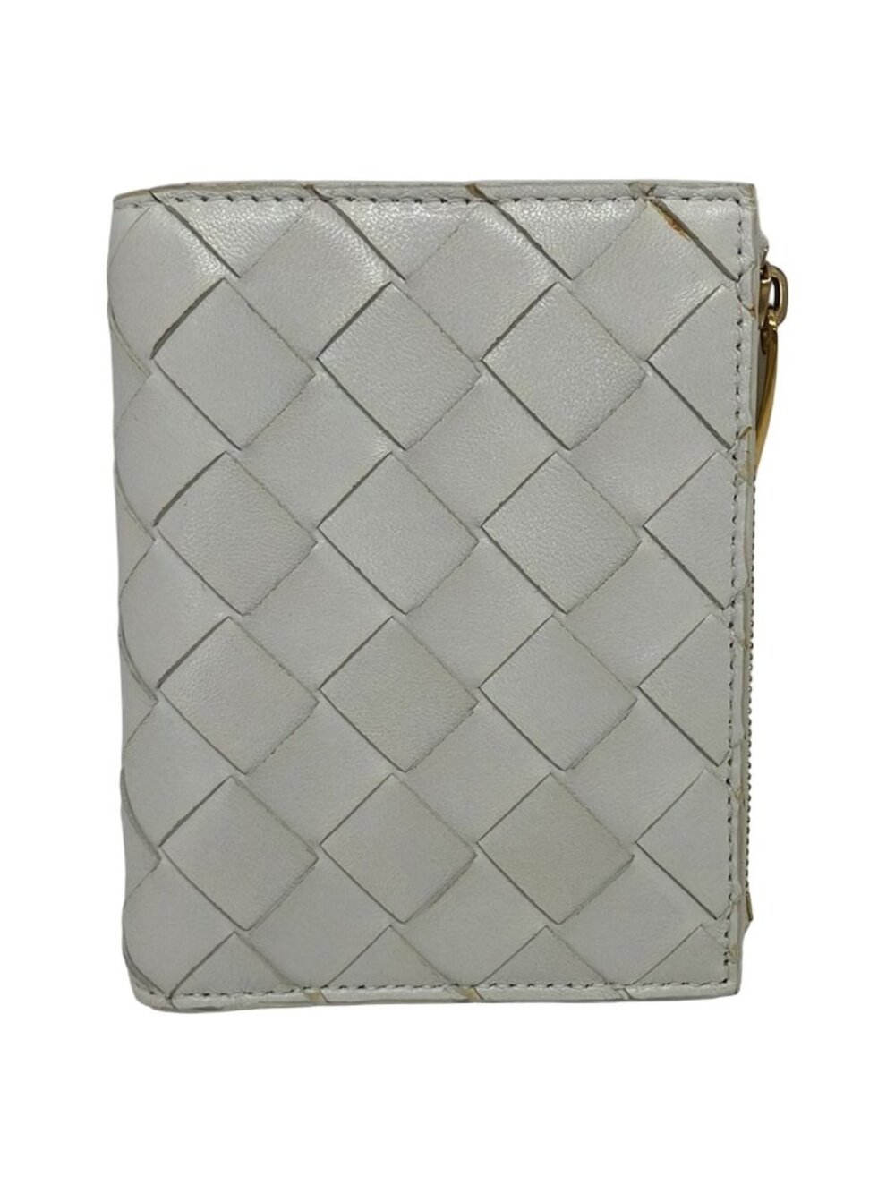 Bottega Veneta Bifold Wallet Maxi Intrecciato Cassette Leather Compact Ivory